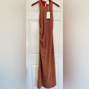 Parker Red and Gold Shimmer Maxi Dress, Size Medium, NWT